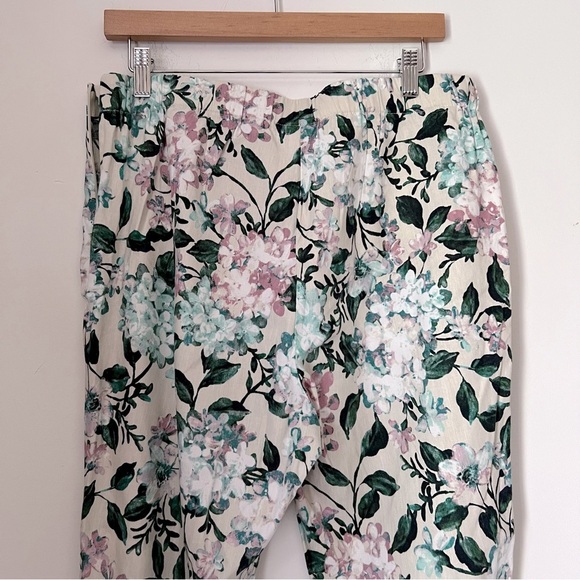 J.Jill Linen Stretch Fresh Spring Floral Cropped 3 Button Ankle Side Zip Pant M - Picture 13 of 14